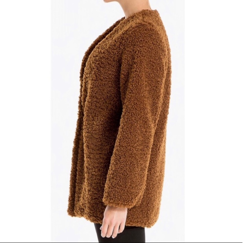 Max Studio Brown Teddy Sherpa Coat Jacket